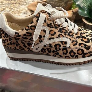 Vaneli Leopard-Print Platform Sneakers with White Trim